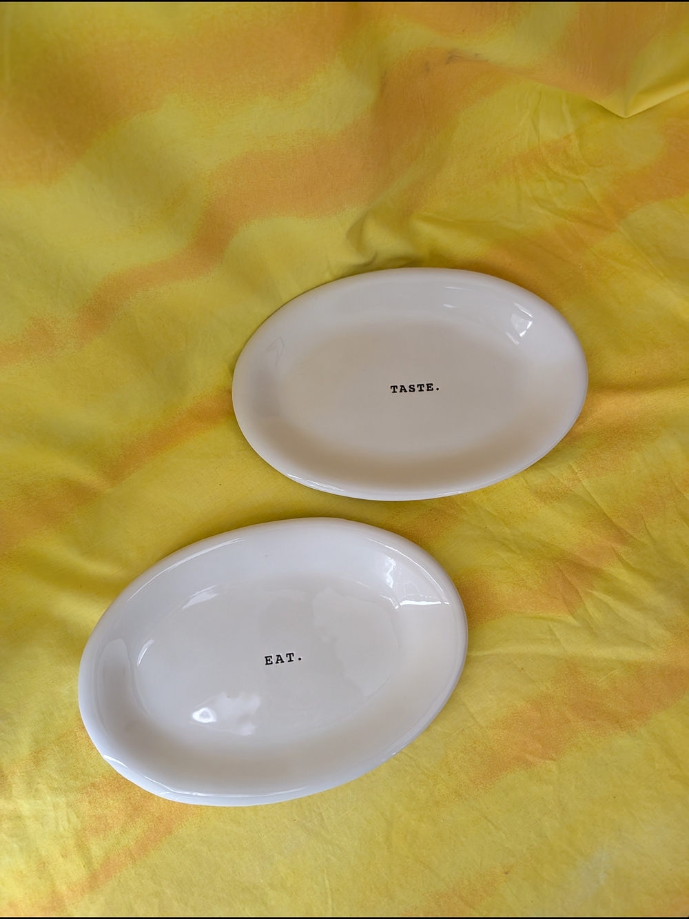 Rae Dunn White Oval 'EAT.' and 'TASTE.' Serving Dishes